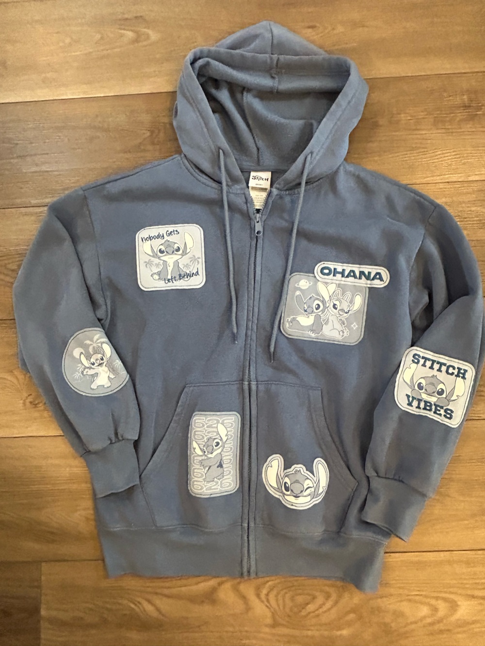 Disney Stitch Ohana Full Zip Hoodie Blue Hot Topic Exclusive Small